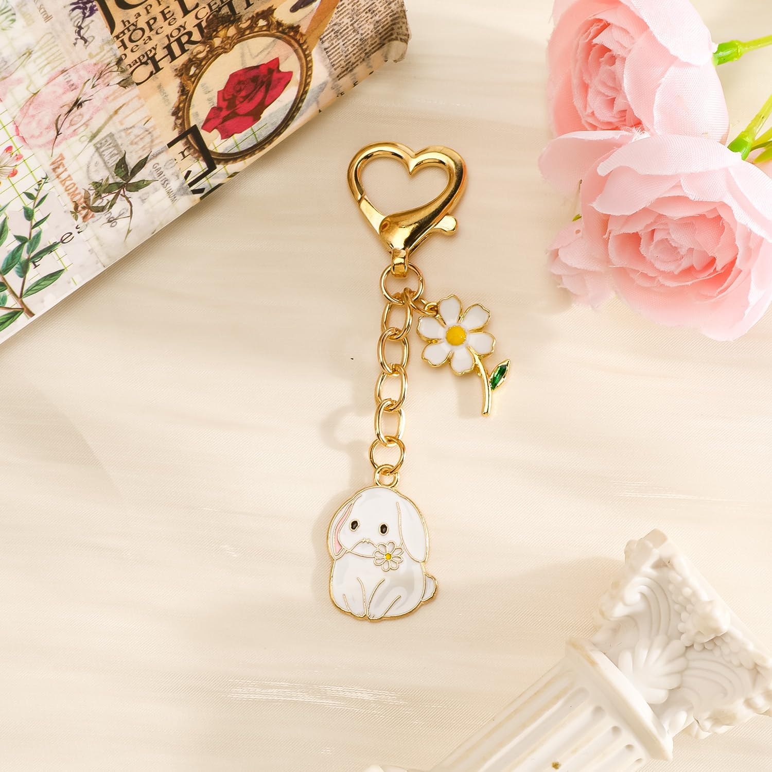 Bunny Keychain Cute Rabbit Keychain Rabbit Accessories Bunny Gifts for Women Friends Daughter Birthday Christmas - Image 4