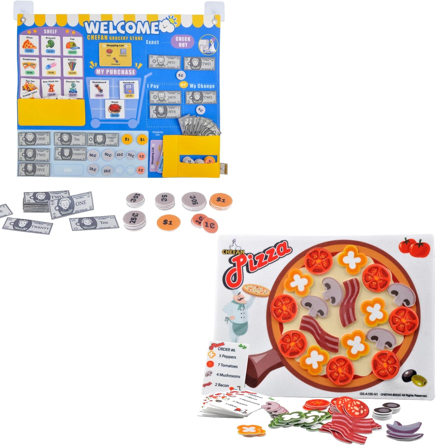 CHEFAN Pizza Counting Toddler Toys and Counting Bills and Coins