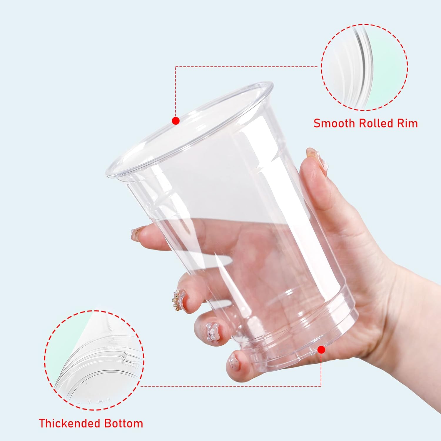 300 Pack Crystal Clear 16 Oz Plastic Cups Disposable Cups, PET Clear Cups for Party, Smoothie Disposable Drinkware for Wedding, Cold Drink Cup for Sparkling Ice Coffee Bubble Tea