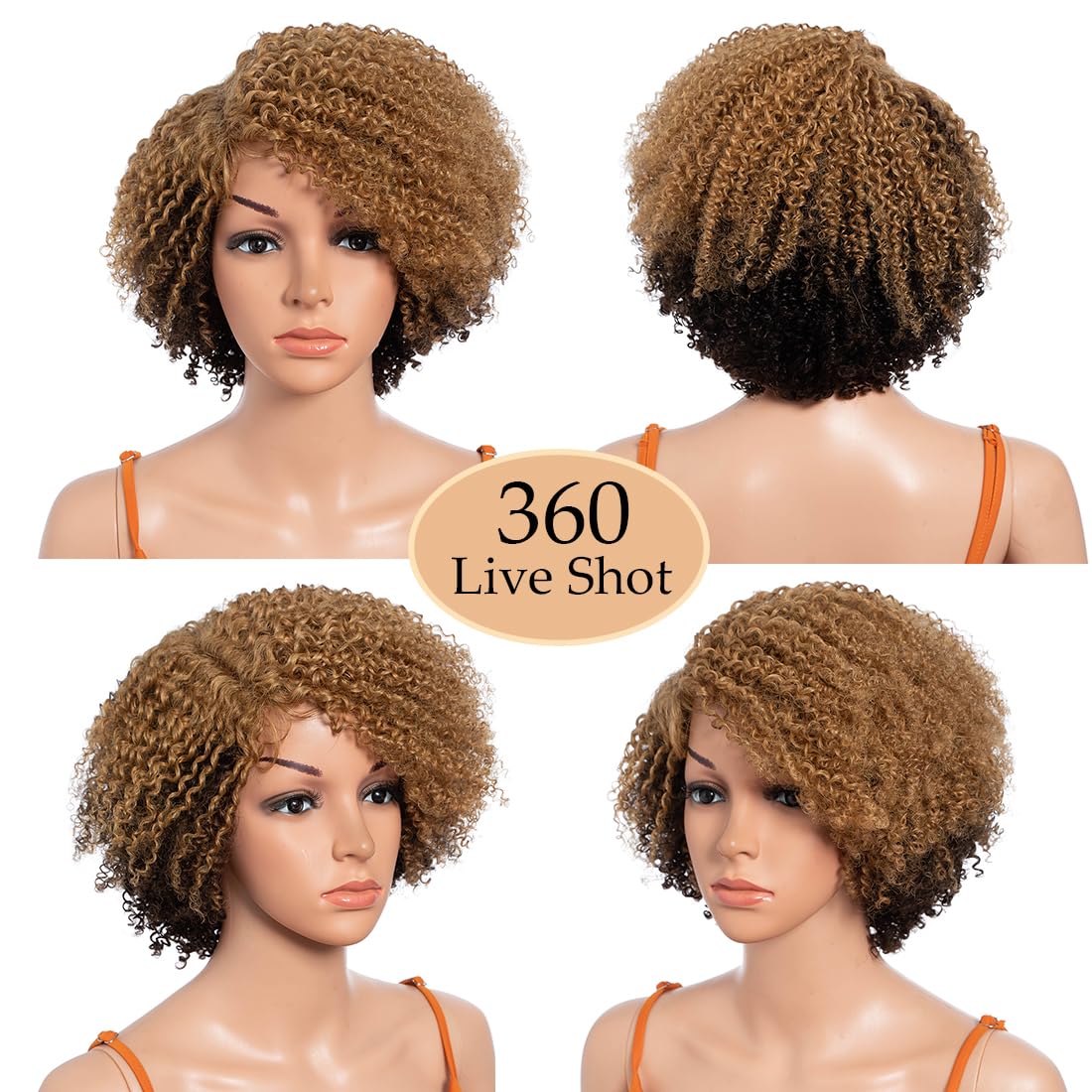 5inch Side Part HD Lace Front Wigs 10" Wear and Go Glueless Wigs Human Hair 180% Density Brazilian Virgin Hair Kinky Curly Lace Front Wig DYA 4/27-1#