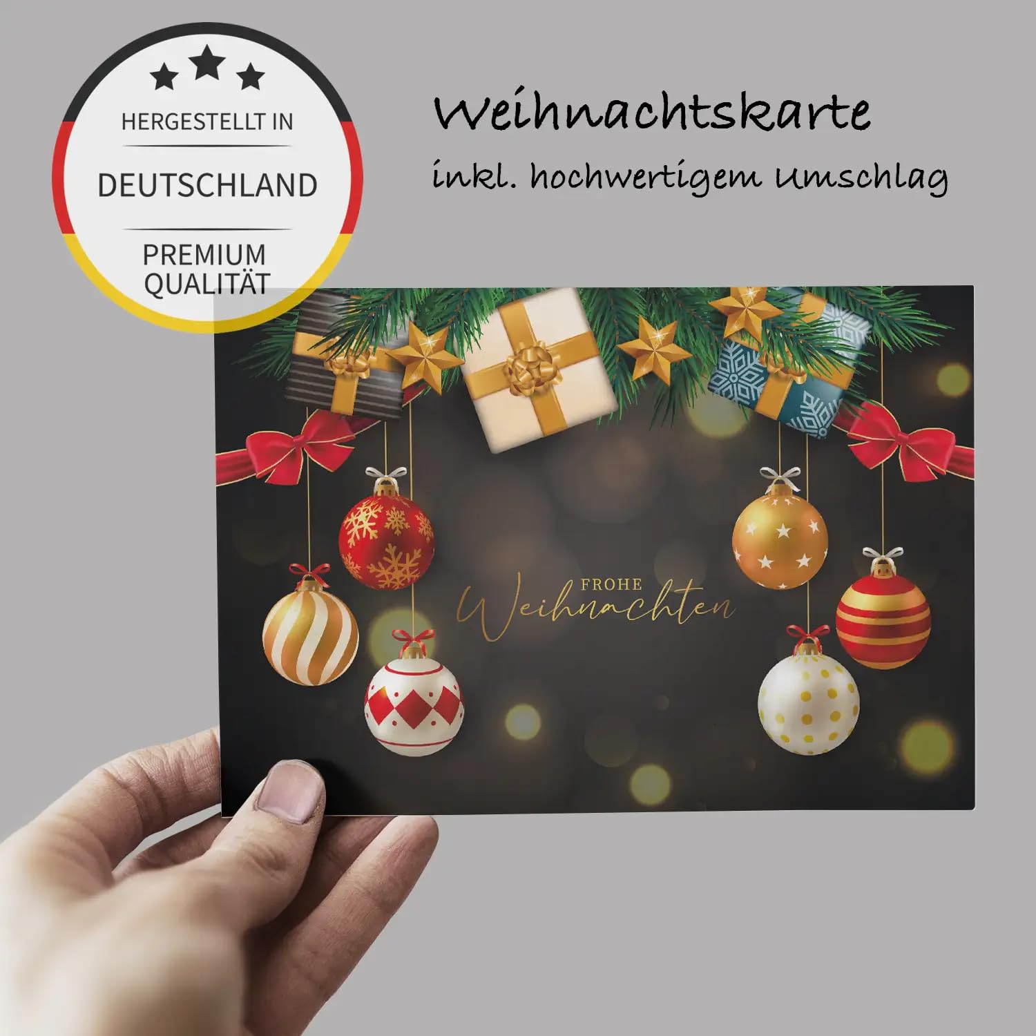 Lot de 30 cartes de Noël uniques de qualité supérieure - 12 x 18 cm - Avec enveloppe - Pliables - Pour entreprises et entreprises - Merry Christmas - Pour Noël