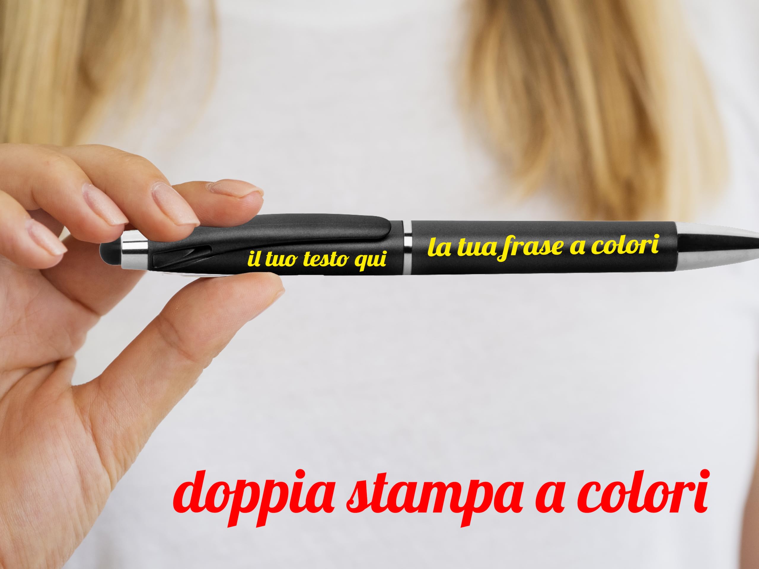 Penne Personalizzate Con Testo - Stilo + Touch Screen, Idee Regalo E Promozionali, Bianco (30 Pezzi) - Foto 4