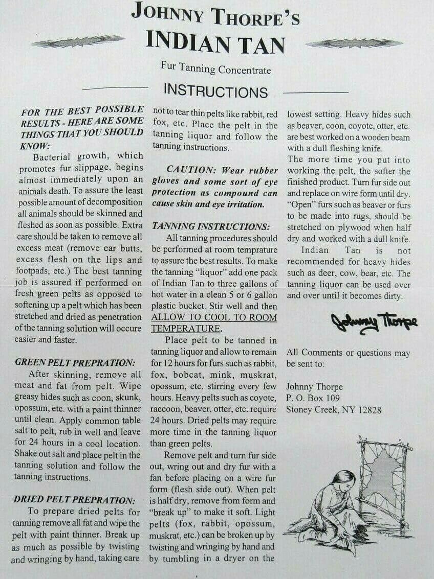 Johnny Thorpe's Indian Tan Home Fur Tanning Concentrate