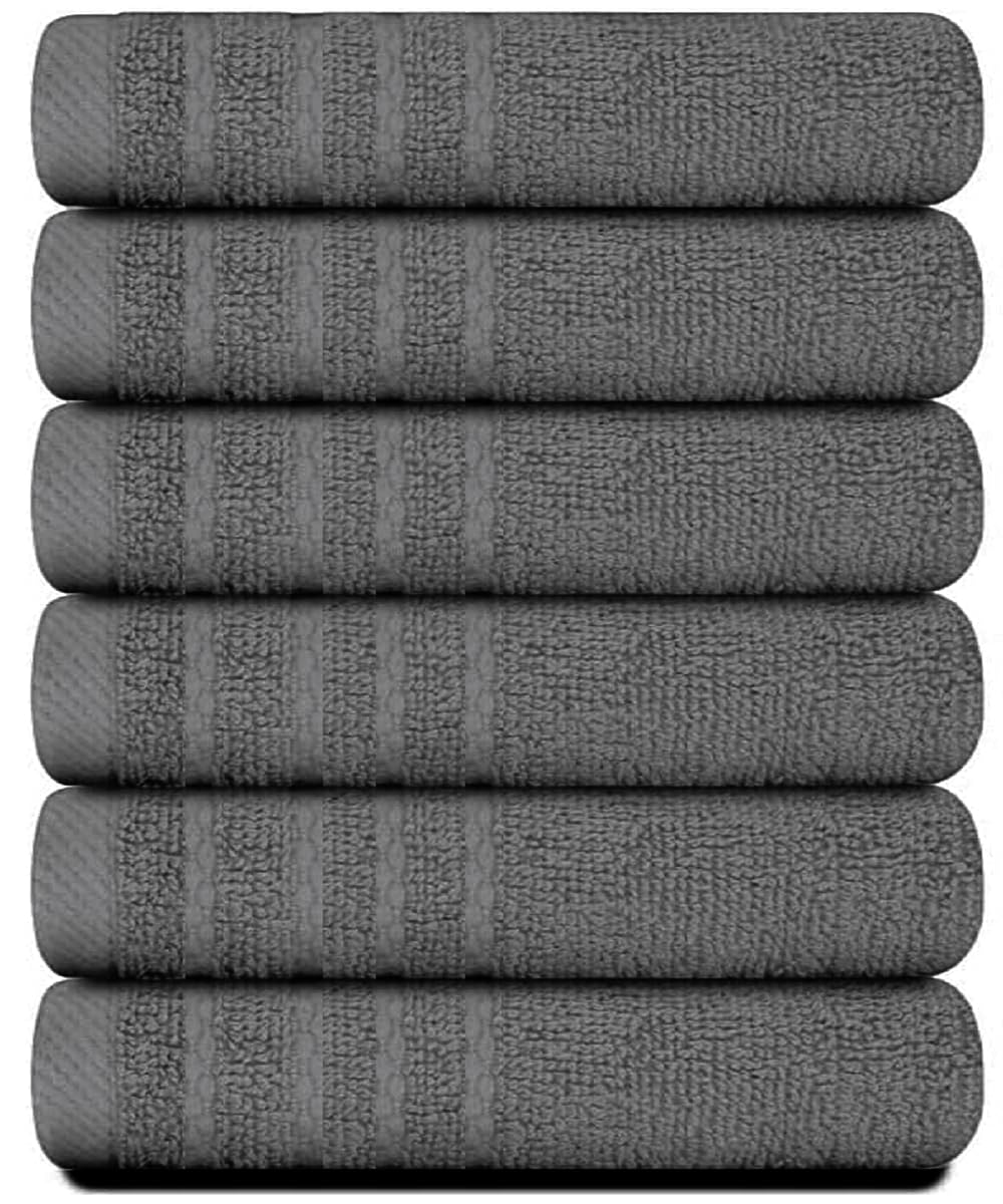 Pack of 6, 12, 24, 48, 100 Face Cloth (30x30cm) 100% Egyptian Cotton Soft Flannels Quick Dry High Absorbent Washcloth Set Golf Spa Gym, Hand Wash Towels 500-GSM (12, Charcoal Grey)