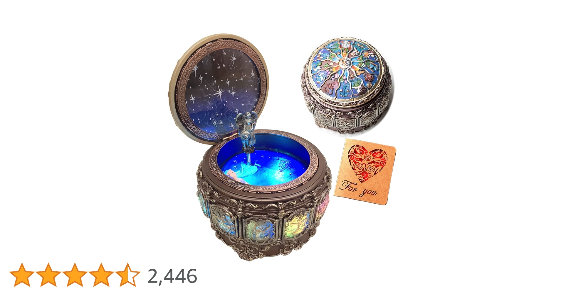 Amazon.co.jp: Amperer ヴィンテージオルゴール 星座 回転 女神 LED