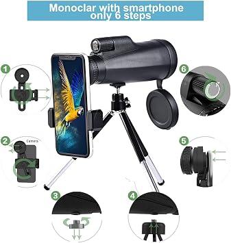 10-30 x 50 HD Starscope Monocular Telescope, High Magnification Monocular Telescope, Upgraded Version, High Power, Monocular Lens, Wide Angle, Super Zoom, Smartphone Lens, Compatible with Smartphones,