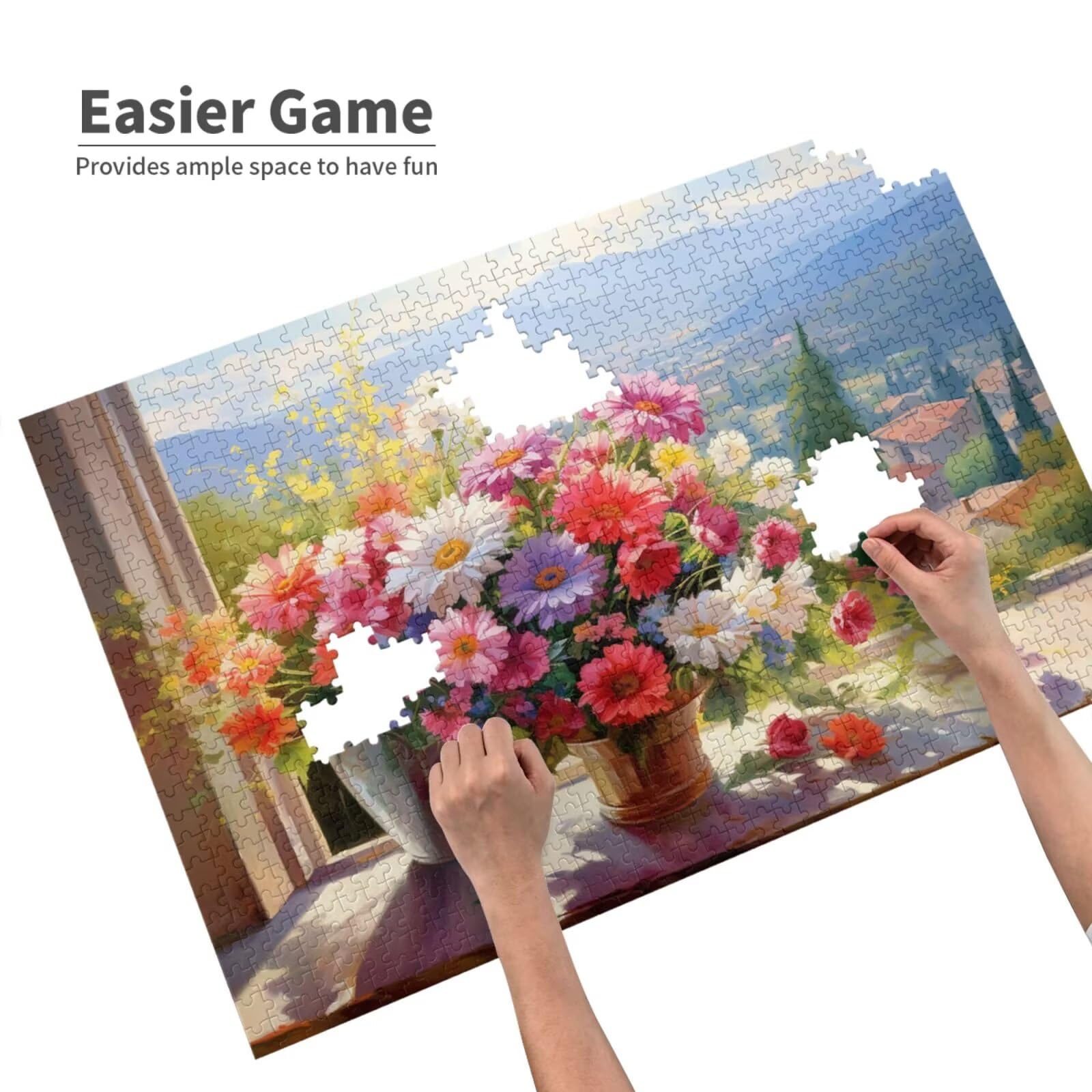 Puzzle 2000 Teile, Puzzle Erwachsene, Holzpuzzle Blume Impossible Jigsaw, Clevere Rätsel, HD Farbe Jigsaw mit Geschenkbox Verpackung for Room Decor, Geschenke für Frauen Fensterbank 100x70cm p-1647