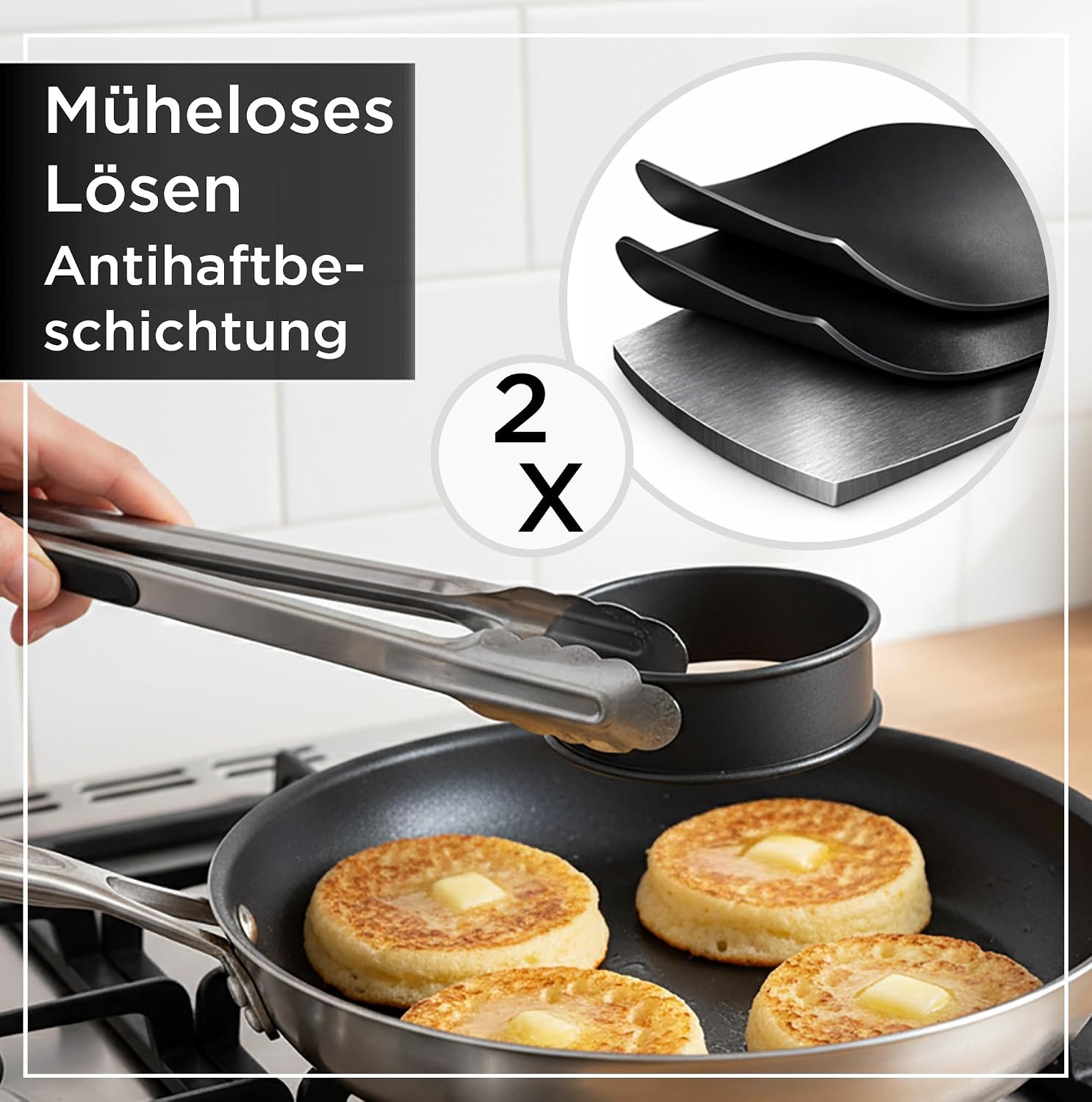 Wrenbury Crumpet Rings Nonstick 3.5 inch - English Muffin Rings - Set of 8 Food Ring Molds for Cooking – Metal Baking Circles - No Leak Sturdy Egg Ring Set - Made in England