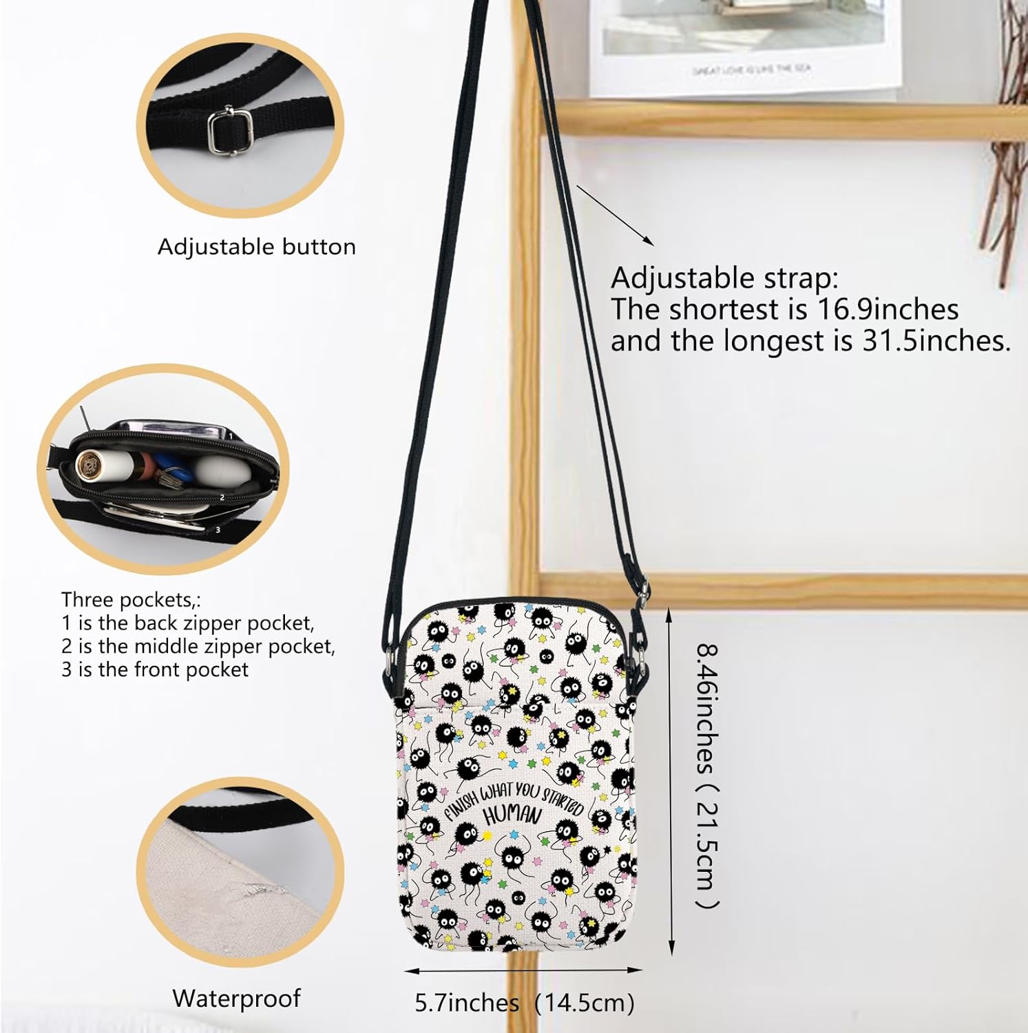 Soot Balls Crossbody Bag Soot Balls Inspire Gift Kawaii Anime Inspired Gift Anime Lover Gift Cute Soot Ball Gifts - Image 4