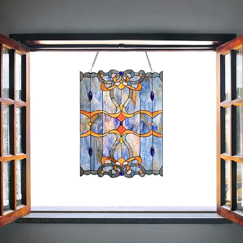 Miniatura 2 de Bieye W10042 Barroco Tiffany Style - Panel de ventana con cadena, azul, 17 pulgadas de ancho x 22 pulgadas de alto