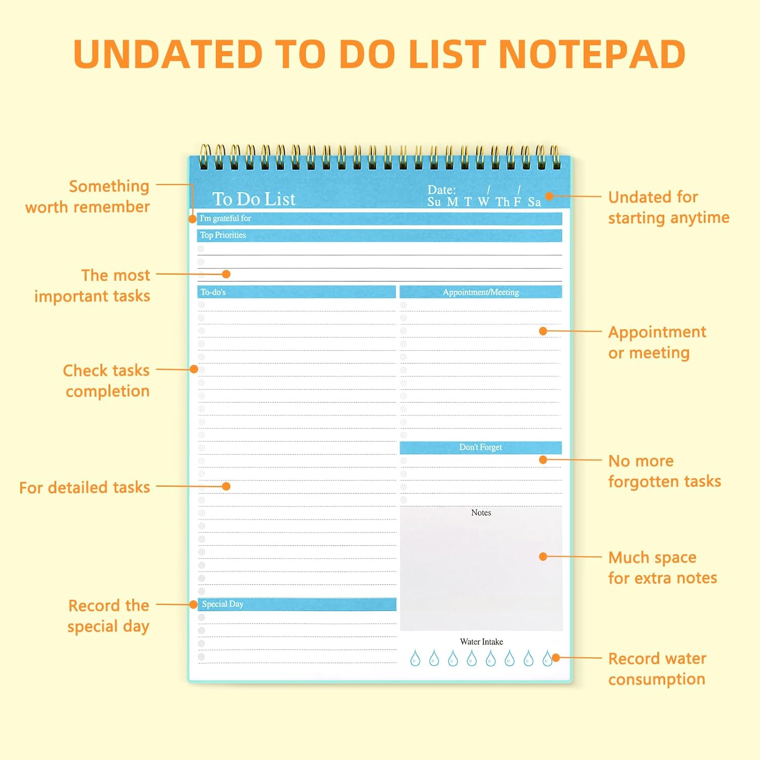 Bloc De Notas De Lista De Tareas, Bloc De Notas Diario Sin Fecha Con Lista De Tareas Pendientes