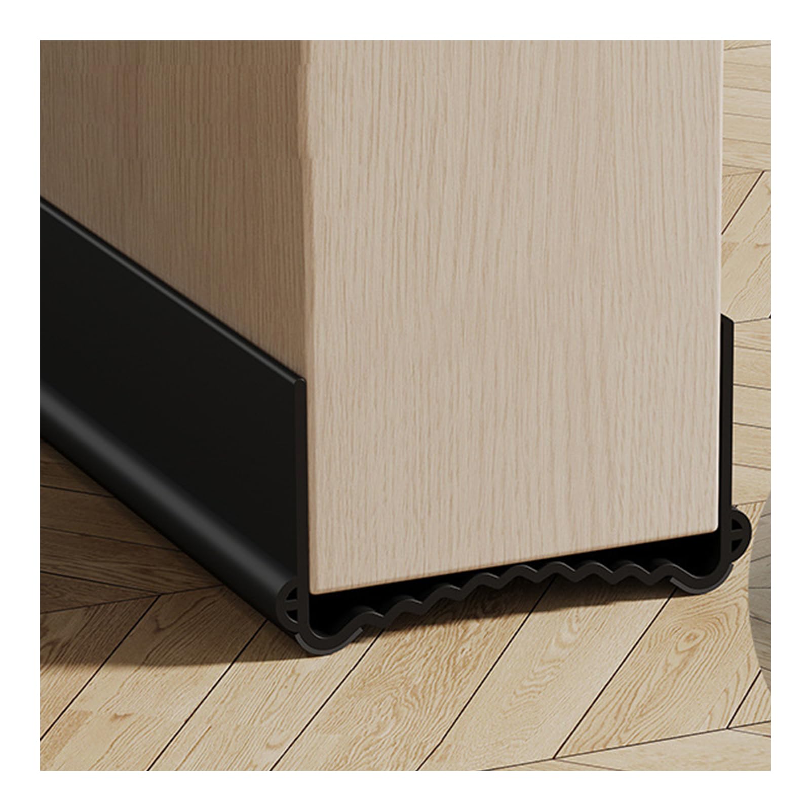 Veki 100cm Burlete Puerta Entrada, Reutilizable Burlete Bajo Puerta Autoadhesivo, Ajustable Tira de Sellado para Antipolvo, Aislamiento Acústico, Viento, Agua e Insectos (Anchura 5,5-8 cm, Negro)