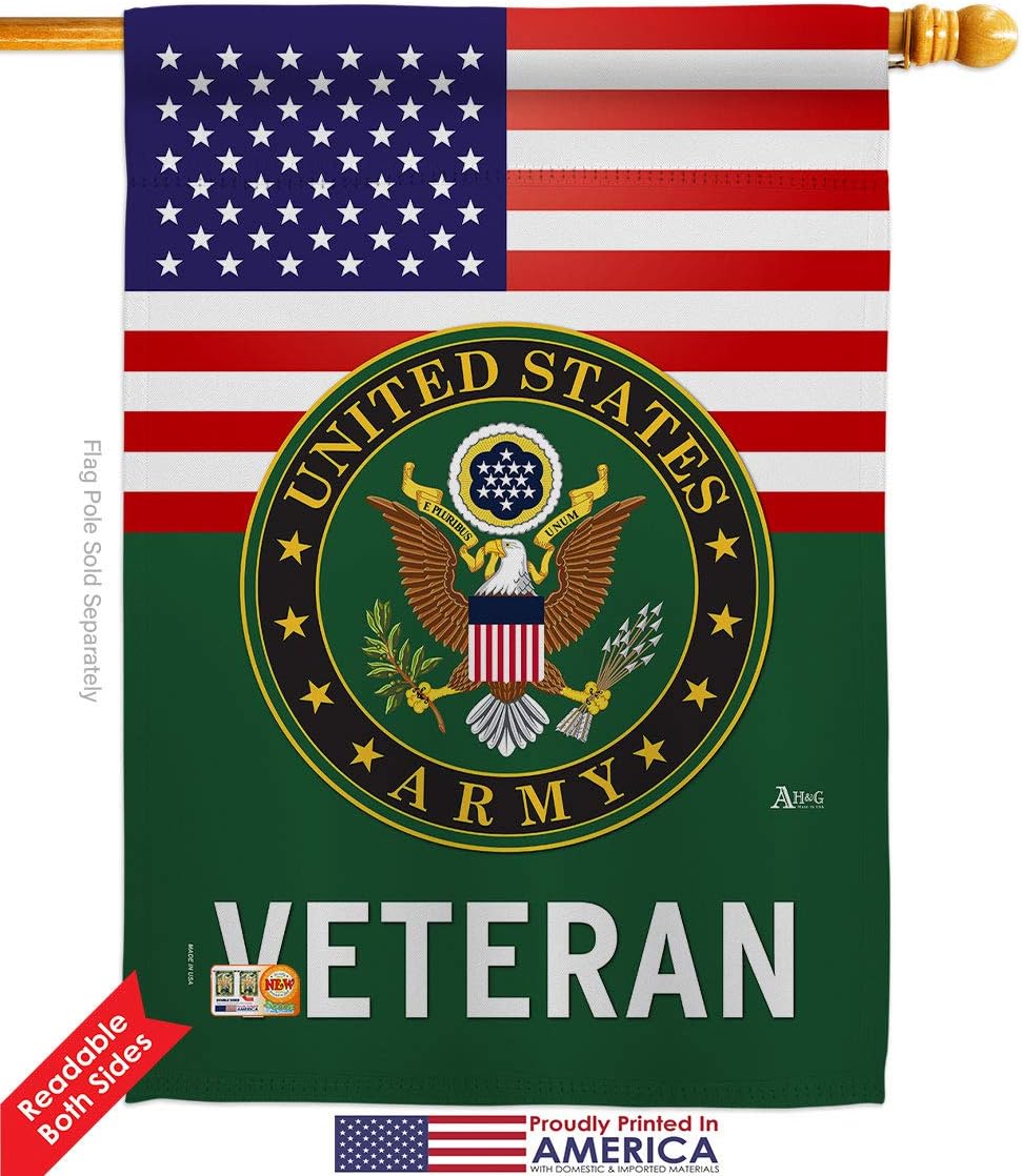Army US Veteran House Flag Armed Forces Rangers United State American Military Retire Official Small Decorative Gift Yard Banner Double-Sided Made In USA 28 X 40