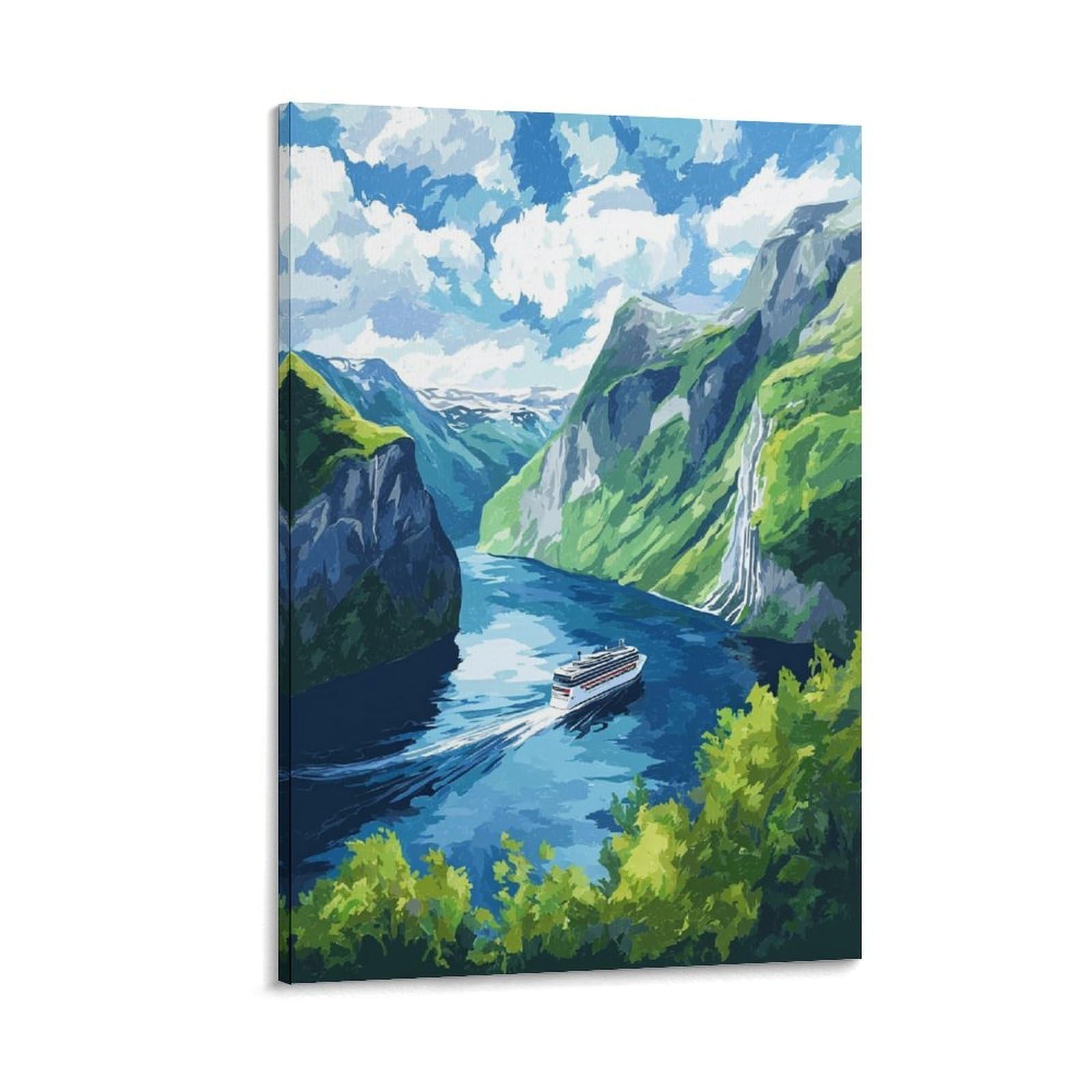Norway Fjords Posters 24x36inch(60x90cm) Vintage Watercolor Canvas Art