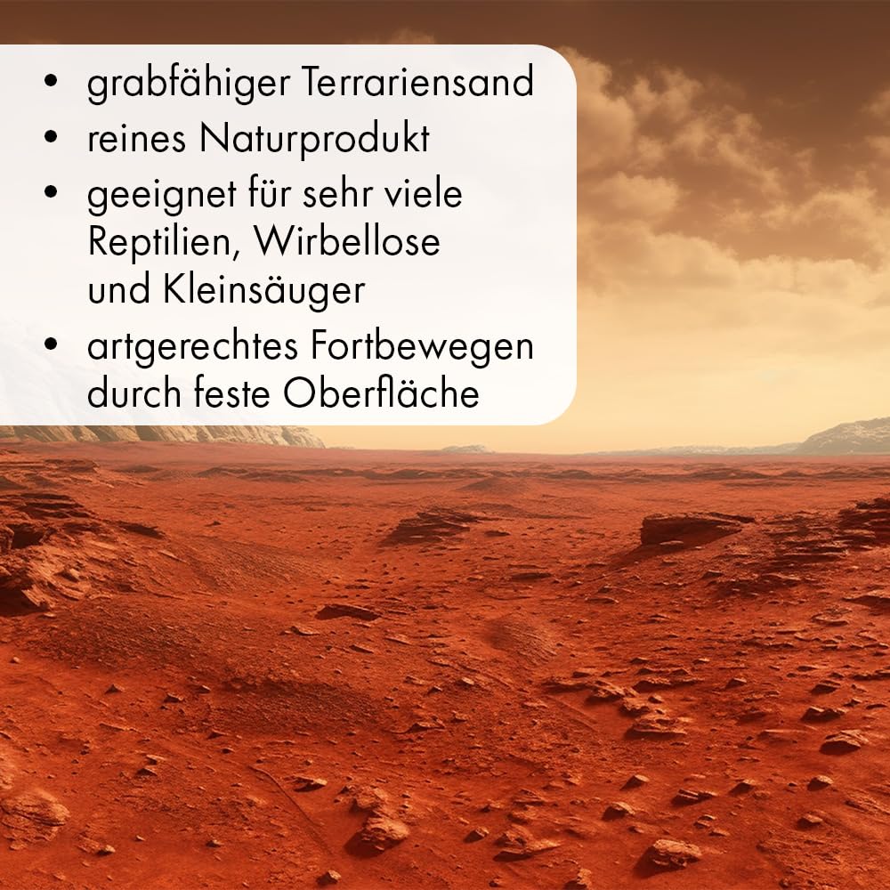 Grabfähiger Terrariensand ROT 10 Kg oder 25 Kg - ermöglicht das Graben von Höhlen und Gängen - Terrarium Sand für Reptilien, Wirbellose, Nager, Kaninchen UVM. (25 Kg)