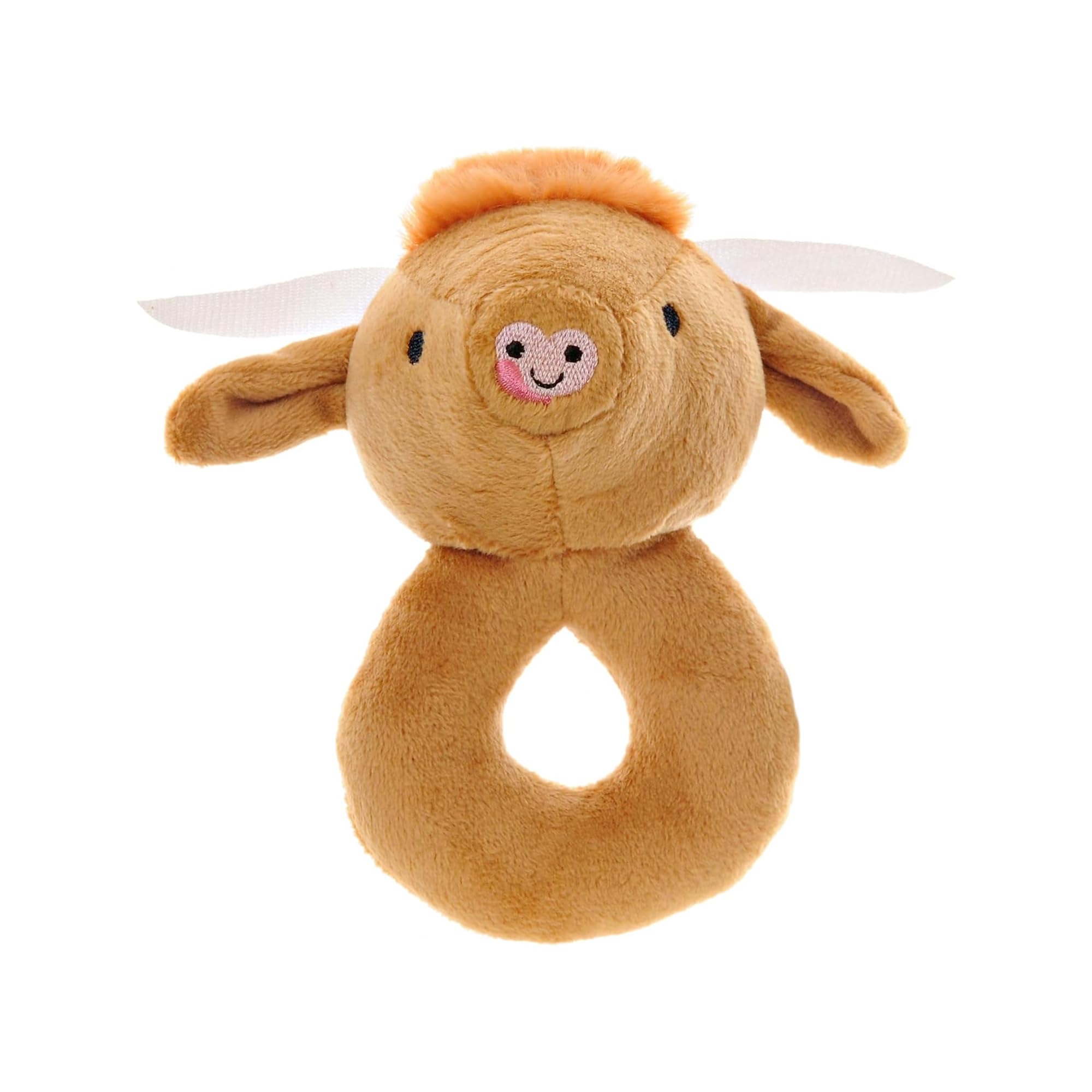 Ziggle Soft Plush Baby Rattle Toy | Newborn Sensory & Cuddly Gift | Highland Cow