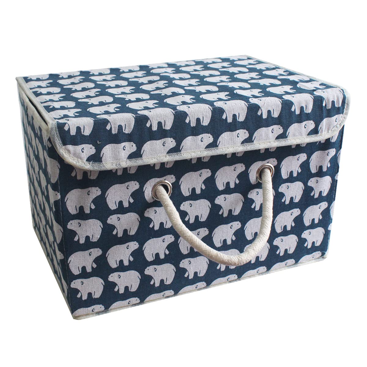 easybuy Storage Boxes Storage Container, Large Capacity Foldable Storage Basket with Handle Cube, Cotton Fabric Storage Compartment with Lids, Laundry Organizer for Clothes/Toys 38 * 25 * 25cm,bear