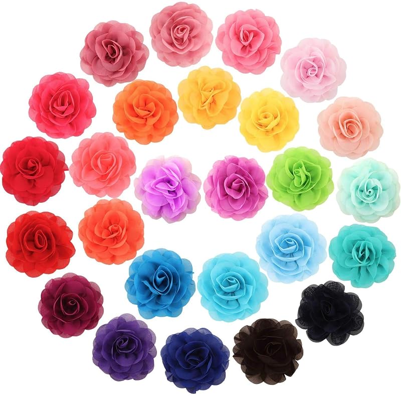 Pingentes Florais para Coleira de Cães e Gatos em Chiffon WILLBOND, 5 cm, Multicolorido, Pacote com 26