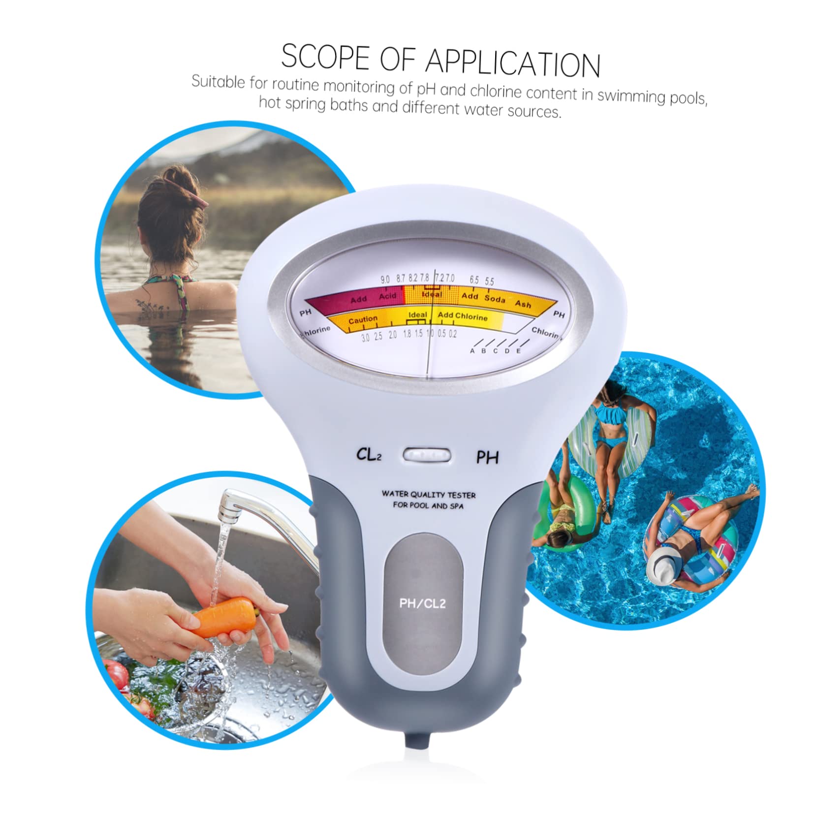 VANZACK 4piezas Medidor De Ph Para y Spa Tester De De Agua y Pantalla y De Sin Necesidad De Productos Químicos Para Agua De Piscina y Spa