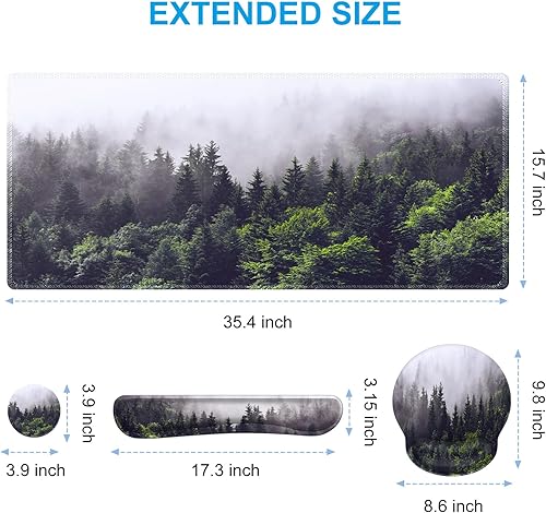 Miniatura 2 de iCasso Alfombrilla de escritorio, juego de soporte de muñeca para videojuegos, 4 en 1 XXL, alfombrilla de mouse grande + reposamuñecas para teclado,