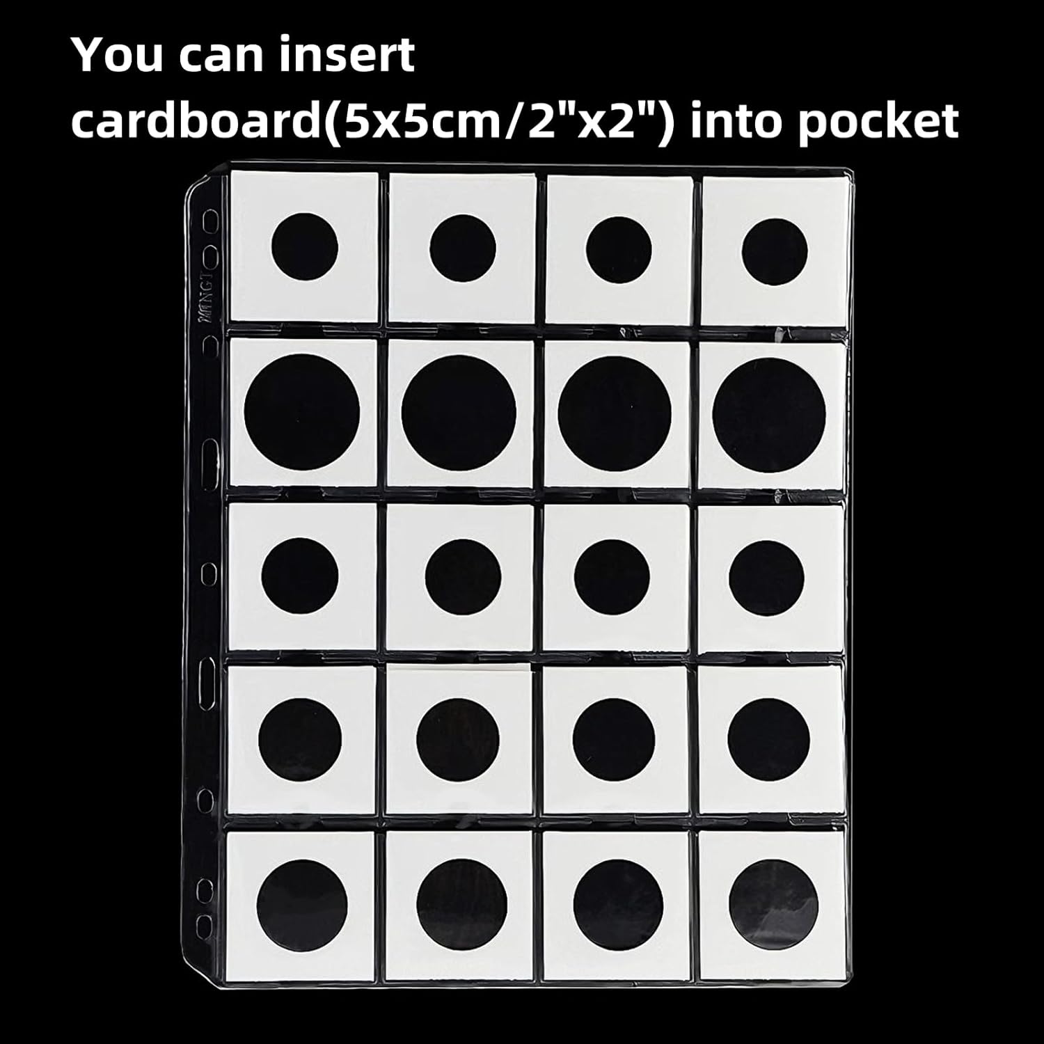 Ettonsun Coin Binder Sheets for 2" x 2" Cardboard Holders - 400 Pockets for Coin Flips Compatible with Coin Collecting Binder of 4-Ring, 3-Ring, 20 Coin Sheets Coin Collection Holder