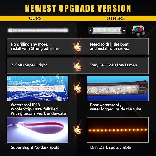 Miniatura 8 de Tira de luz LED azul marino para pesca nocturna, cubierta de cortesía, iluminación de cabina para pontón Jon, barco, kayak, motor, bote bajo,