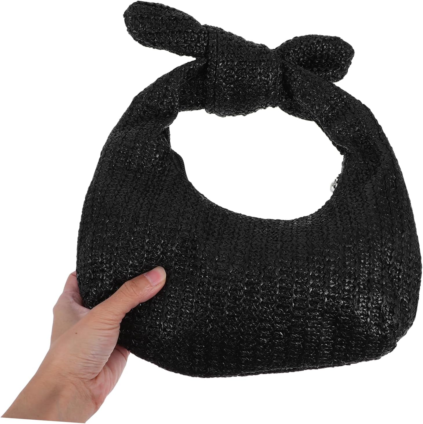 BESPORTBLE Black Woven Clutch Purse for Women Elegant Summer Beach Bag Versatile Handcarry Clutch Style for Vacation Party Prom