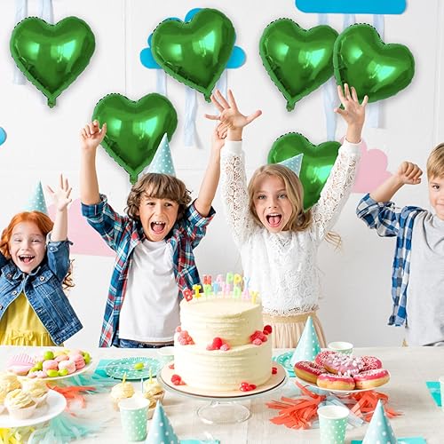 Miniatura 6 de 30 globos de aluminio con forma de corazón verde de 18 pulgadas, globos de aluminio con forma de corazón, globos de aluminio para decoración de
