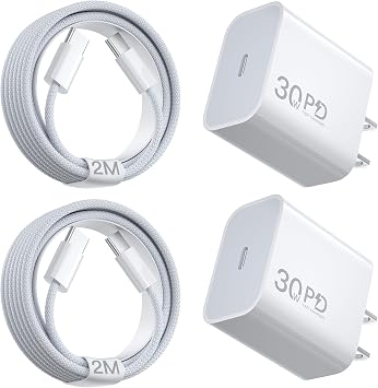 30W iPhone 17 Air Fast Charger USB C, [Apple MFi Certified] i Phone Charger Block with 6.6ft Woven USB C Cable, USBC Wall Chargers Fast Charging for iPhone 16e/16 Plus/16 Pro Max/15/iPad Pro