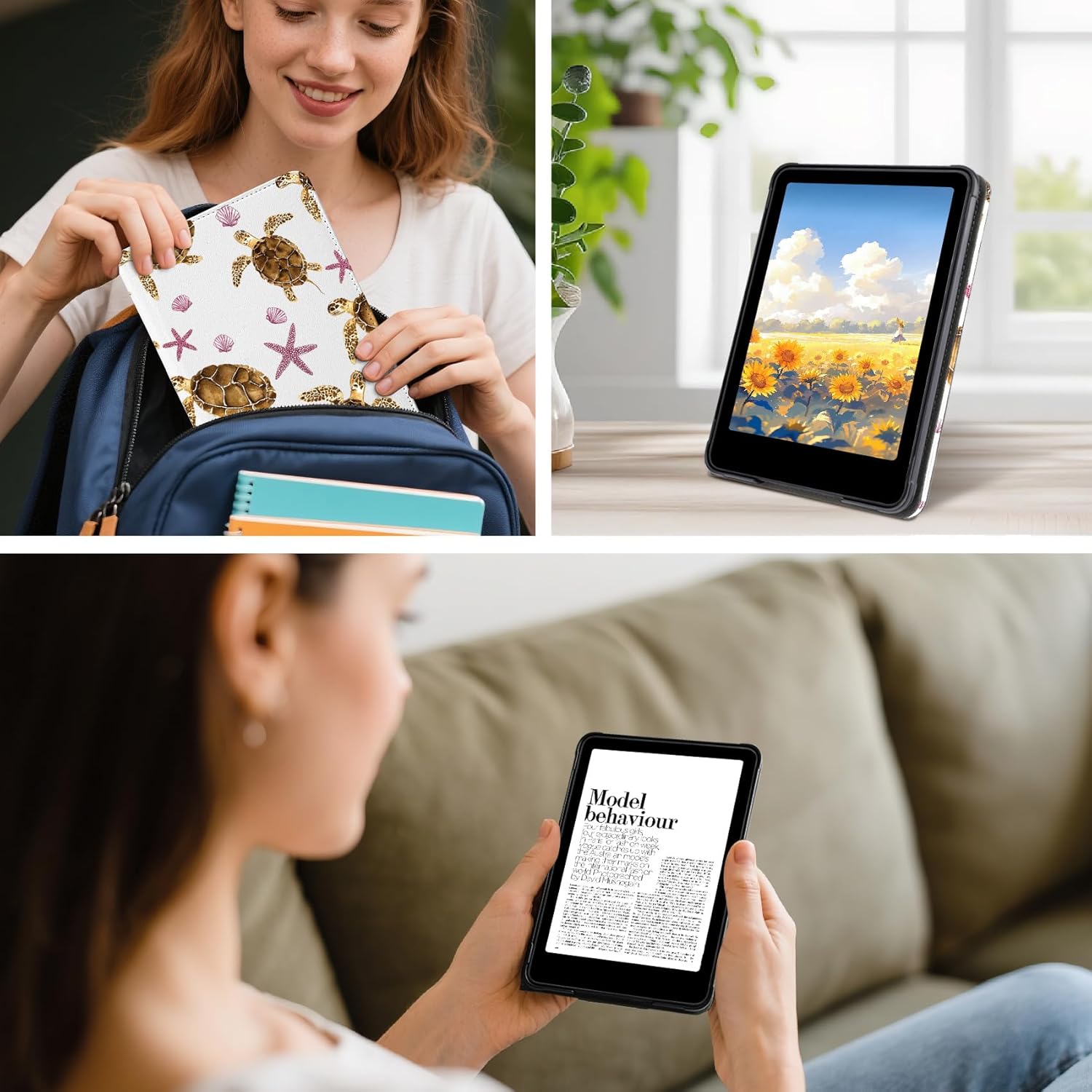 for 6.8" Kindle Paperwhite 11th Gen(2021)/Paperwhite Signature Edition Slim Cover,Auto Sleep/Wake Case with Kickstand&Hand Grip for KPW5(Model NO.M2L3EK/M2L4EK),Brown Sea Turtle