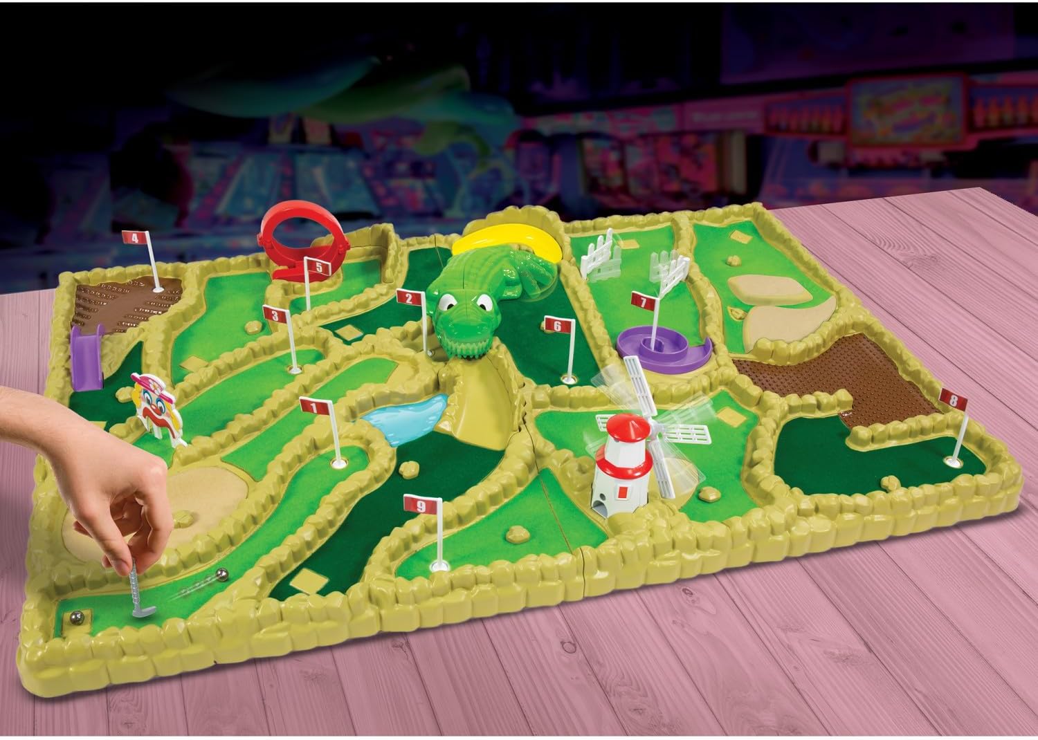 Ambassador Games: Electronic Arcade Mini Mini Golf - Giant 26x16.5 Playing Area, Tabletop 9 Hole Course, 5 Moving Obstacles, Adult-Kid 6+, 1-4 Player