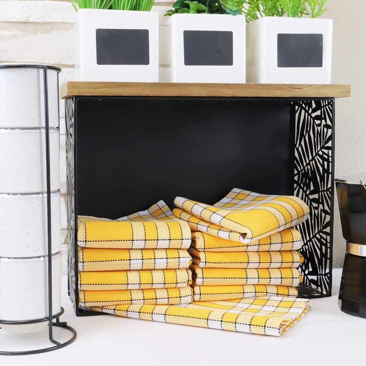 Lot de Serviettes de Table Carreaux Vichy Normand Jaune Nelly