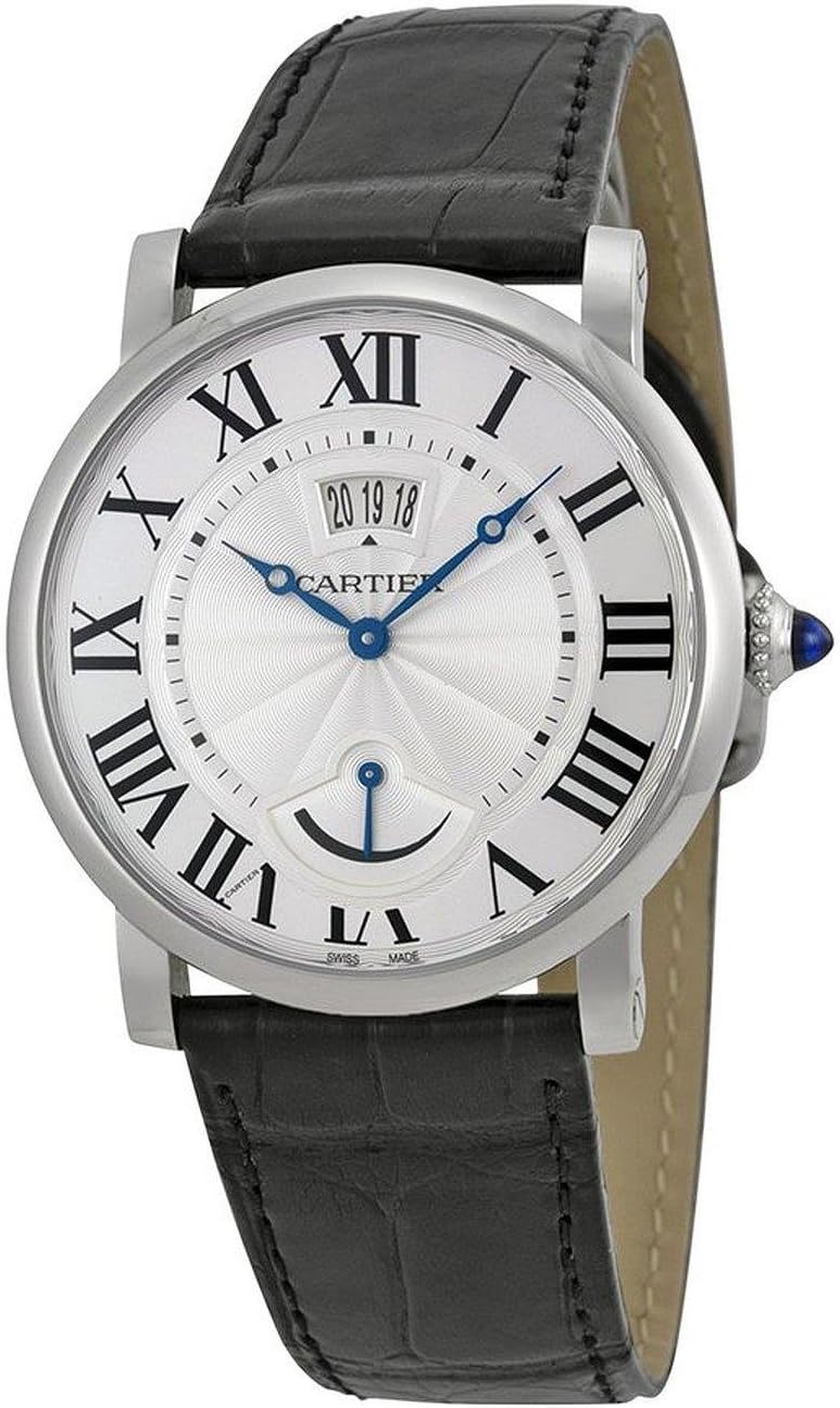 CartierRotonde Silver Dial SS Black Leather Automatic Men's Watch W1556369