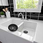 2Pcs Black 3-Inch Garbage Disposal Splash Guard - Kitchen Sink Baffle Covers for Whirlaway, Waste King and GE Models - Rubber Drain Cover Disposal and Splash Protection, Garbage Disposals and Parts