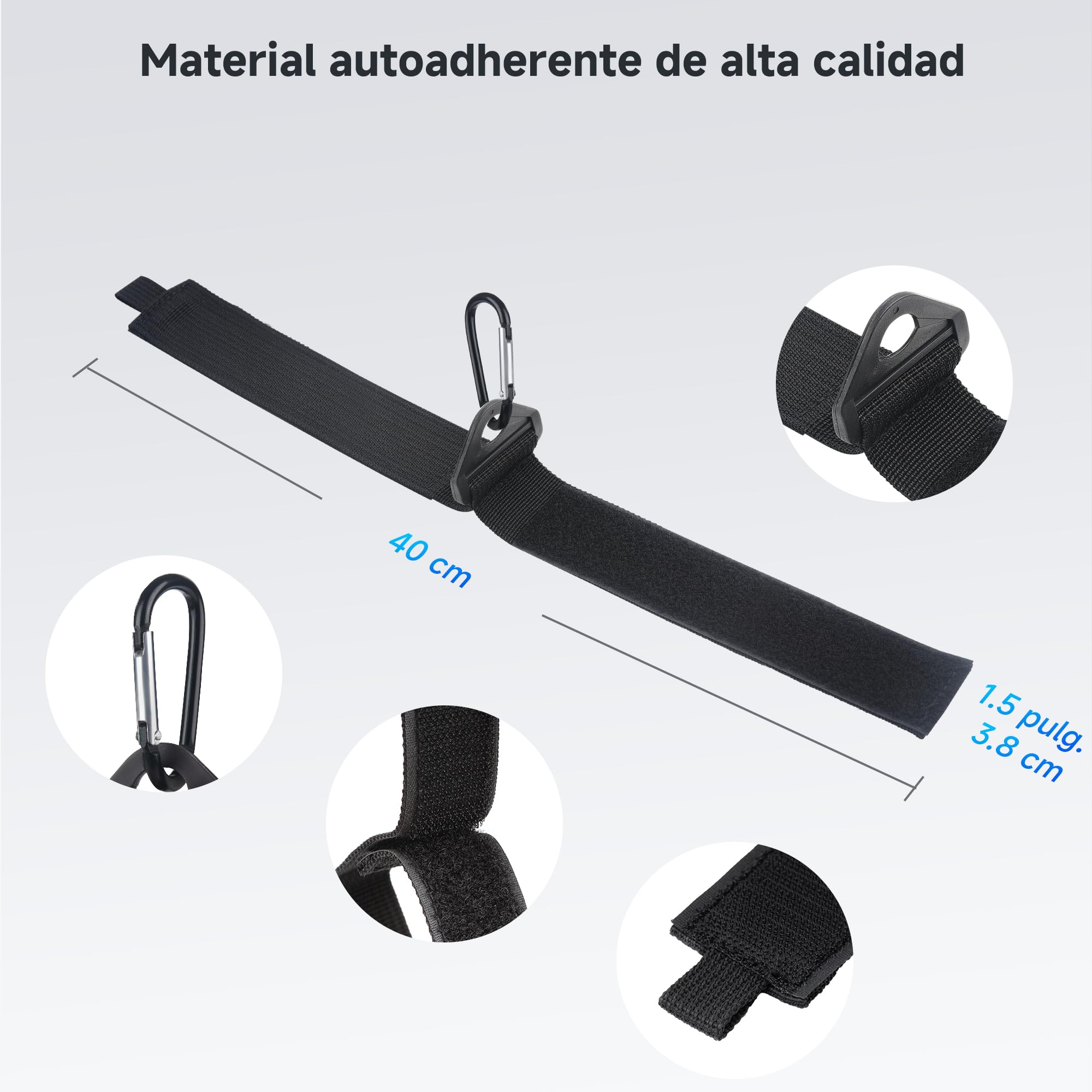 Cable Matters Paquete de 5 correas organizadoras para cables de extensión con hebilla metálica, capacidad de carga de 36 kg, soporte para cables de extensión con correas autoadherentes de 40 x 3,8 cm
