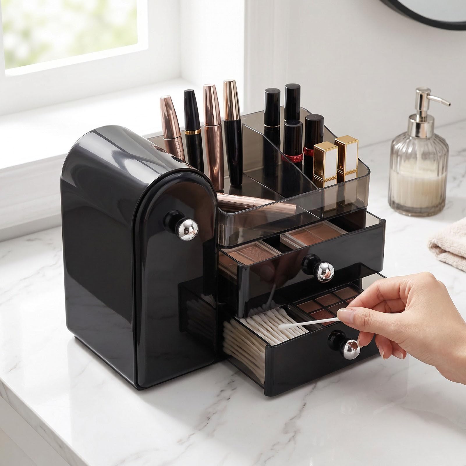 Matybobe Organizador de Maquillaje de 3 Niveles, Elegante Organizador
