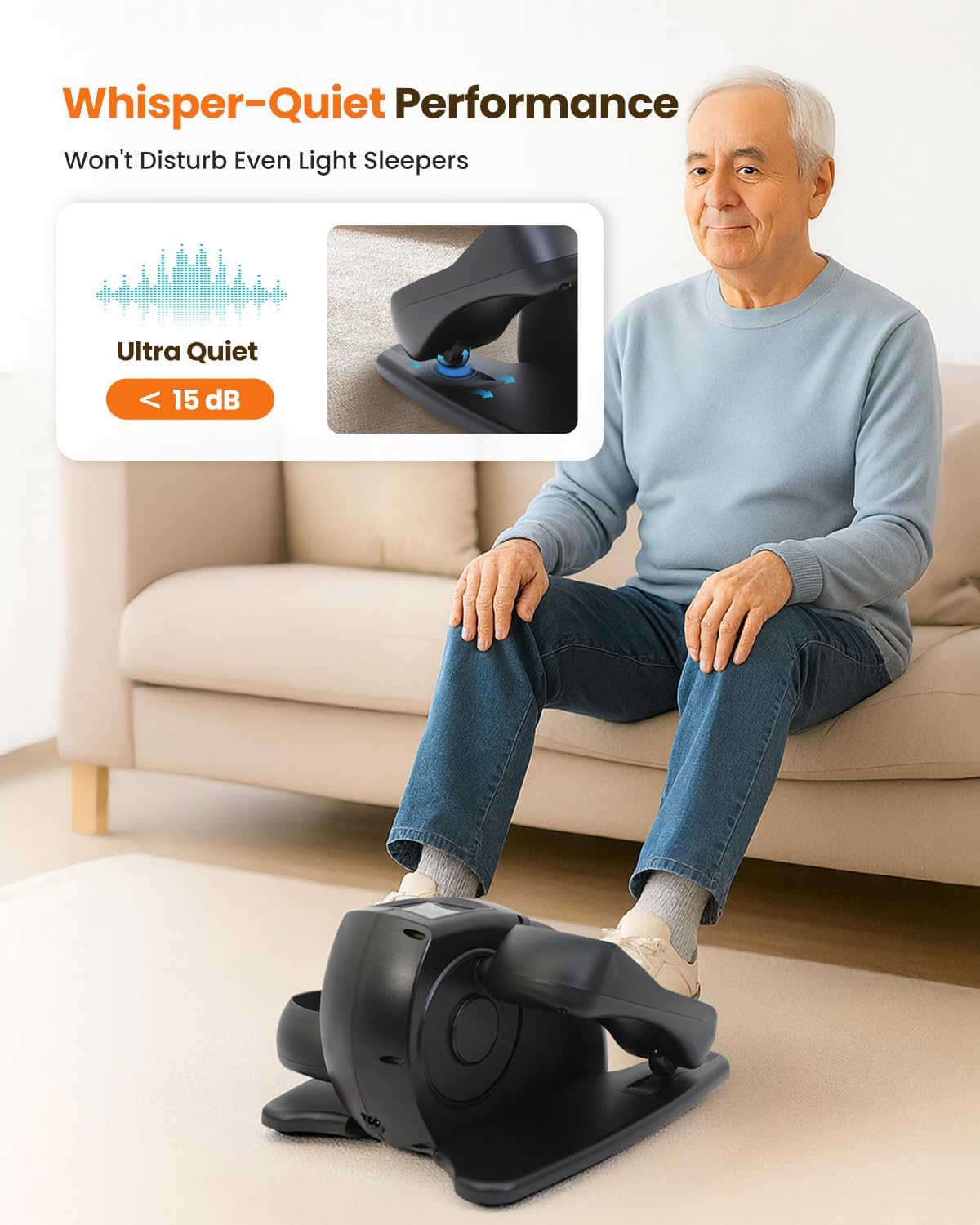 Under Desk Elliptical Machine, Ellipse Leg Exerciser as Seen on TV with Remoter, Quiet Electric Seated Pedal Exerciser, Mini Leg Exercise While Sitting for Seniors, Manual & Auto Mode