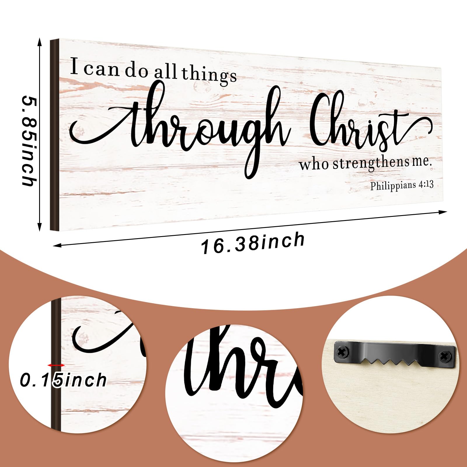 Jetec Bible Verse Wall Signs, As for Me and My House We Will Serve The Lord, with God All Things Are Possible, God Is Within Her She Will Not Fall, Christian Jesus Wall Art Decor (Philippians)