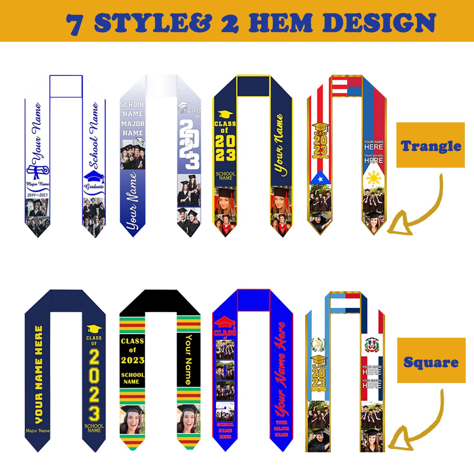 Custom Stoles for Graduation 2023 Personalized Graduation Gift Stole Class of 2023 Customized Graduation Sash with Photo Name