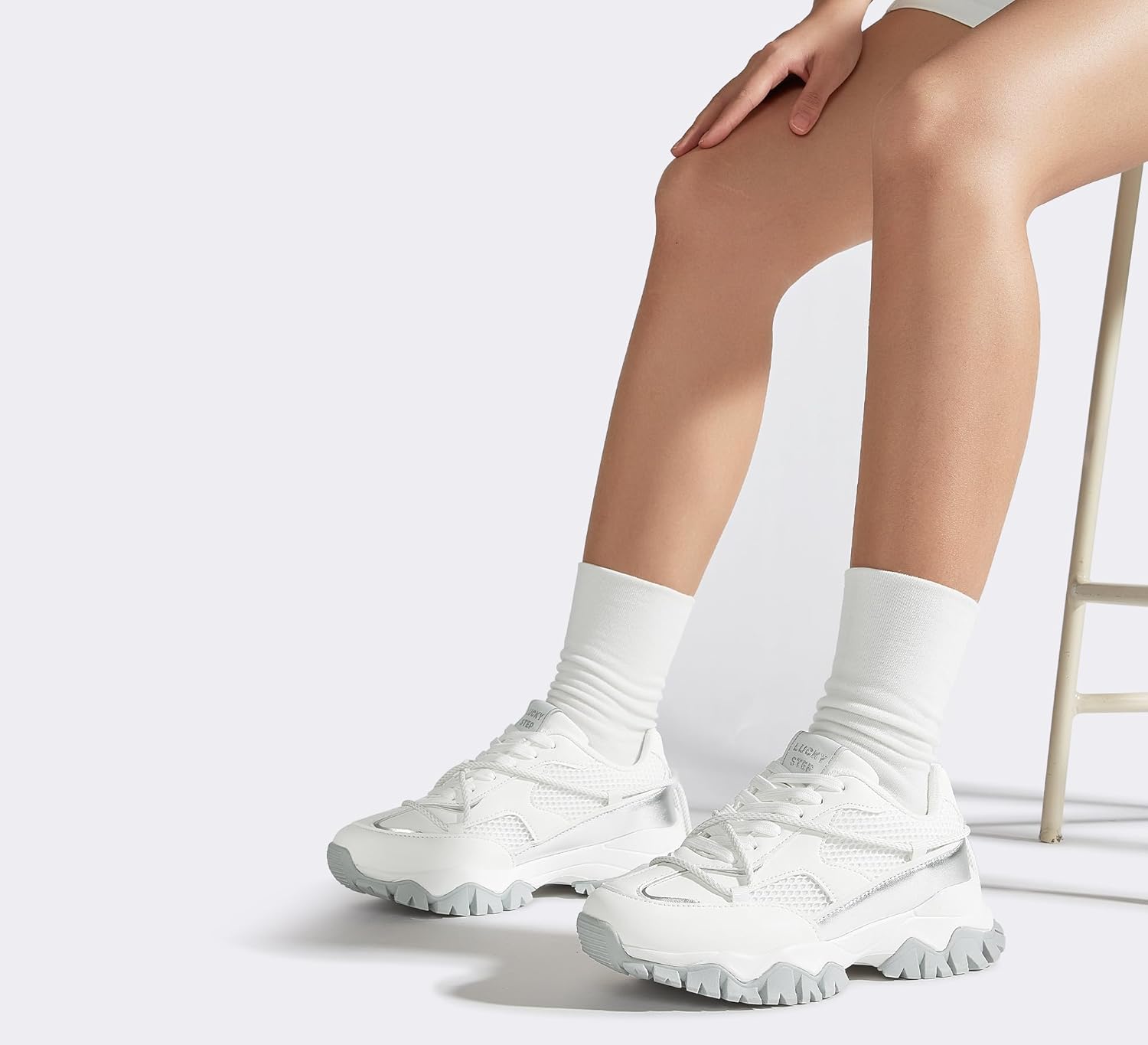 LUCKY STEP Women's Platform Colorful Fashion Sneakers Tennis Retro Colorblock Adjustable Lace Lifestyle Stylish Cute Chunky Dad Casual Walking Shoes - Image 7