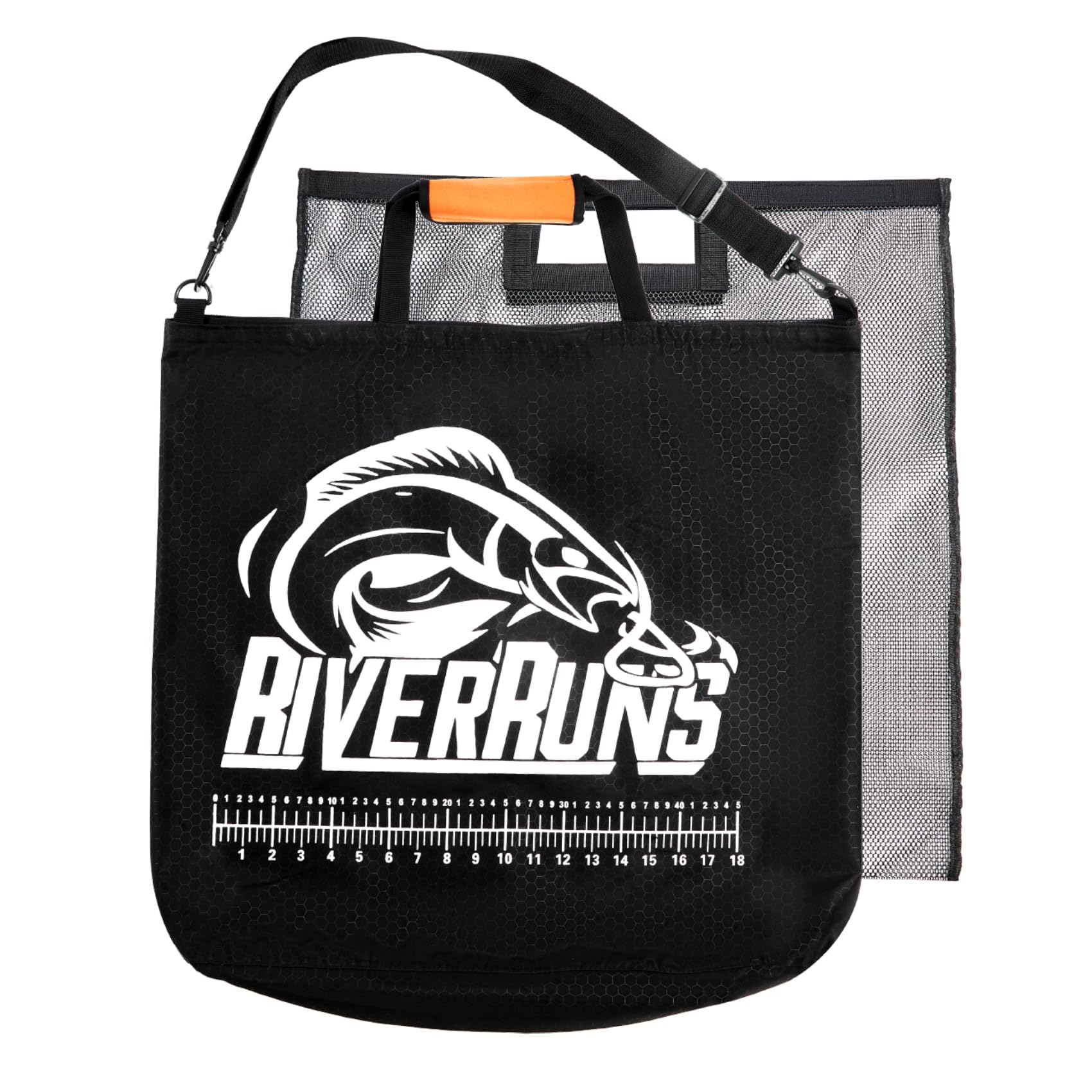 Heavy-Duty Fish Weigh-In Bag with Detachable Mesh Liner, 23.6 x 22.4 Inches Leak and Rip Resistant Fish Bag with Measuring Scale and Detachable Shoulder Strap