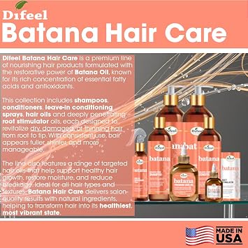 Difeel Batana Leave-in Conditioning Spray 8 oz. - Batana Oil Leave in Conditioner Spray for Hair Growth & Strengthening