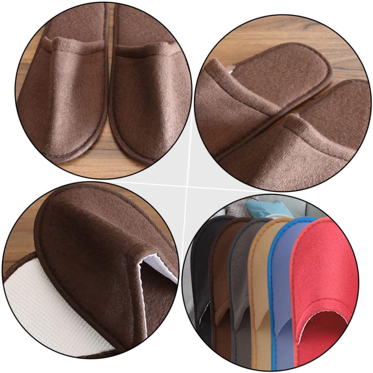 Didiseaon 10 Pairs Disposable Coffee Non-Slip Slippers for Hotel and Home Soft Cloth Indoor Shoes Comfortable Guest Footwear for Spa Travel and Relaxation