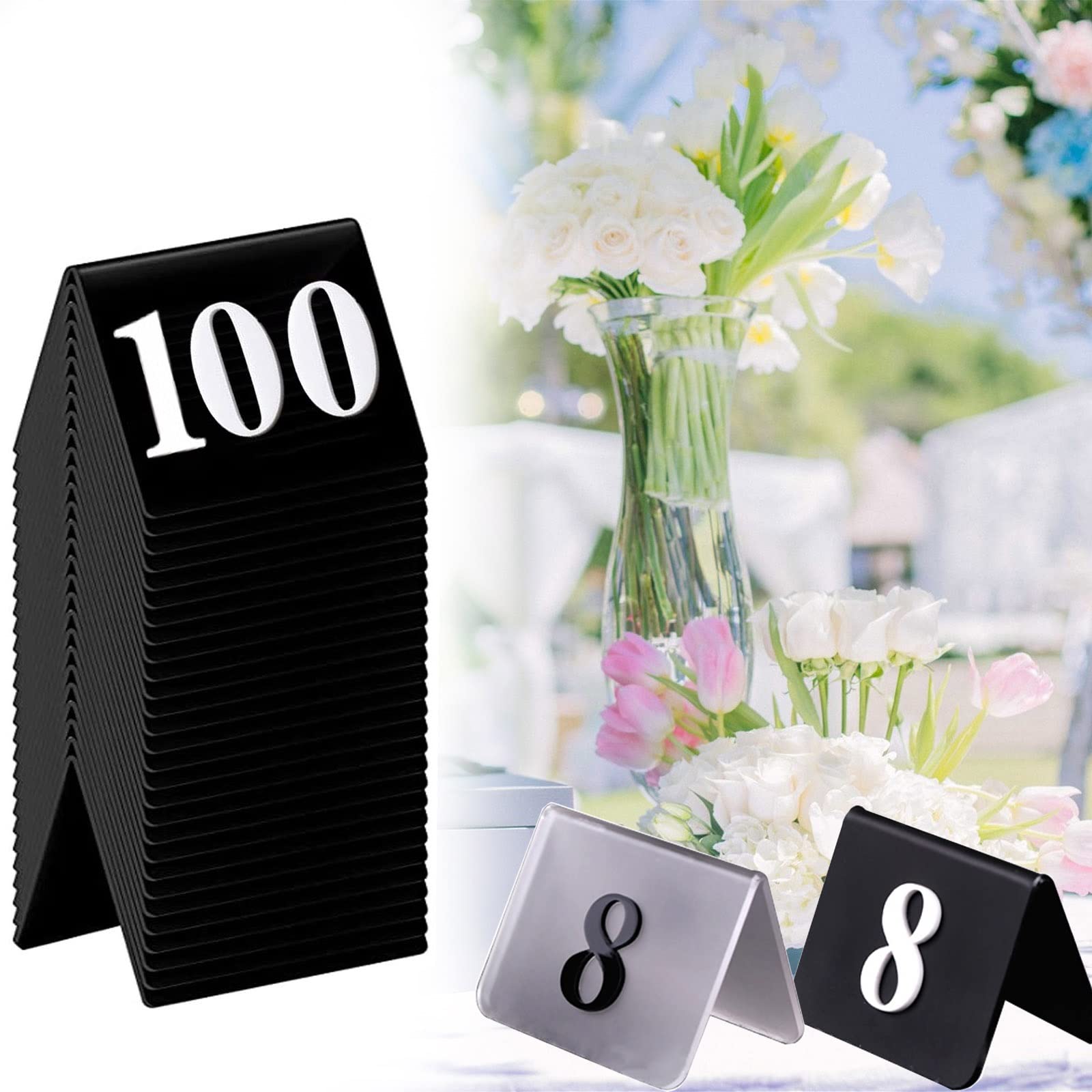 MYUYEE Restaurant Bar Place Table Marker, Stackable Table Number Cards, Digital Restaurant Card, For Indoor Or Outdoor Party Events To Guide Guests To Their Seats