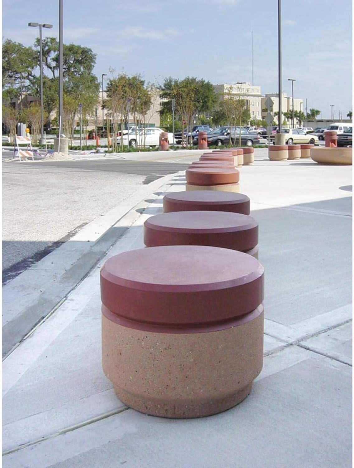 TF6082W22 - Decorative Bollard: Round Shape, Beige, 19 in Overall Ht, 24 in Overall Lg, 24 in Overall Wd