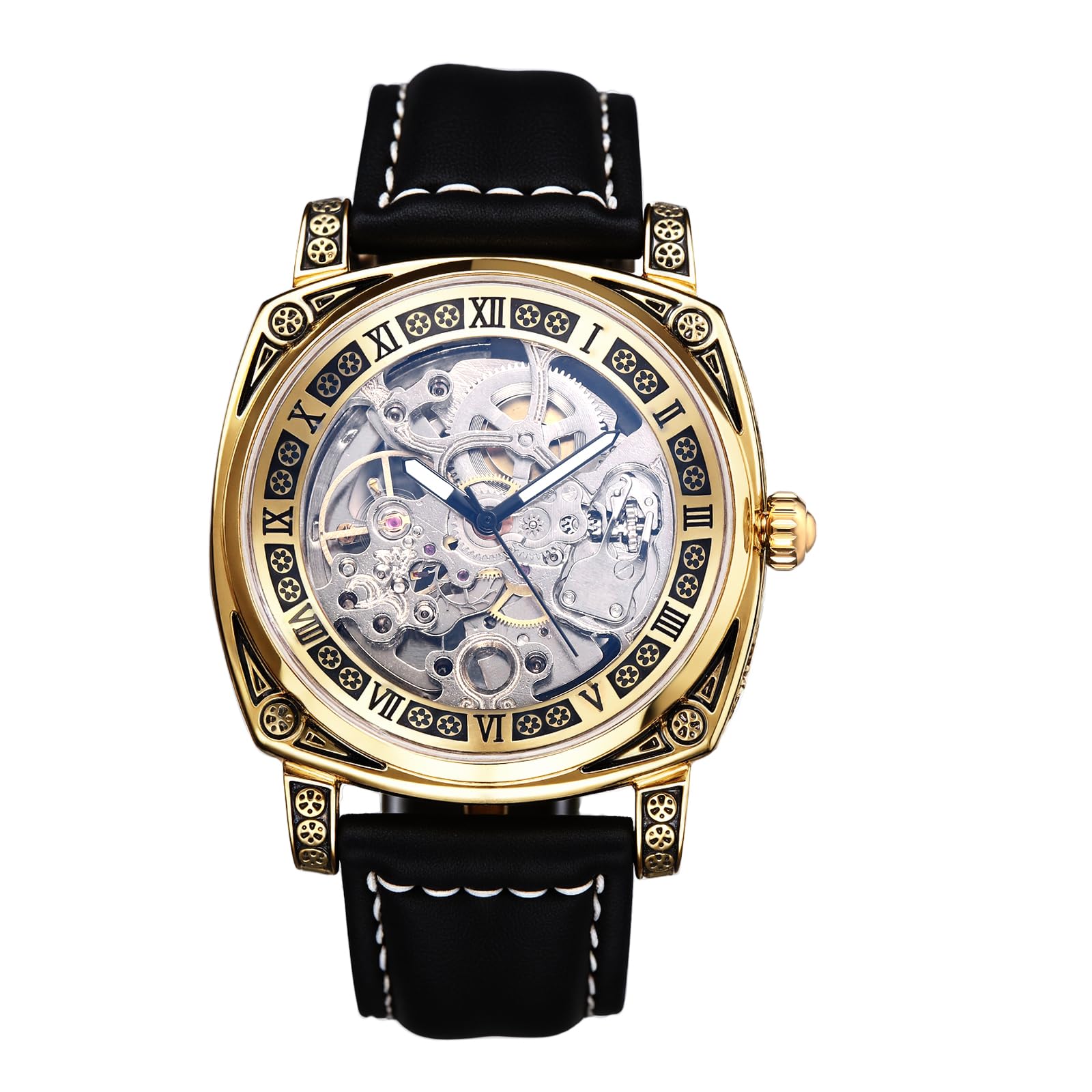 Avaner Uhren Herren Echtleder Armband: Herrenuhr Vollautomatisches Mechanisches Uhrwerk mit 36 ​​Stunden Gangreserve Lederarmbanduhr Analog Quarzuhr für Männer
