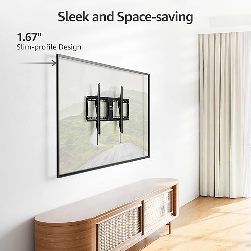 Miniatura 3 de MOUNTUP Soporte de pared para TV inclinable para la mayoría de pantallas planas de 37 a 82 pulgadas, montaje en pared de perfil bajo curvado que