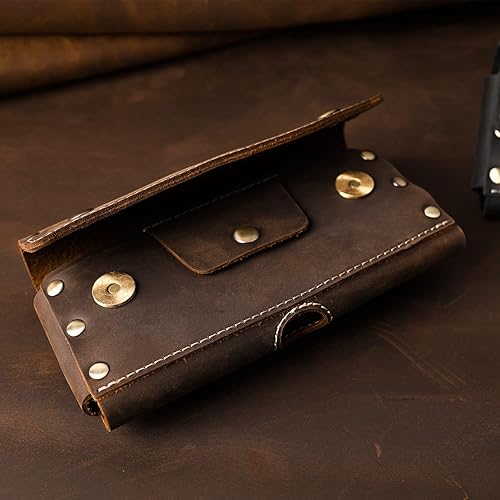 Vista 6 de Topstache Funda de cuero para teléfono con clip, cartera marrón oscuro para efectivo y iPhone 13 Pro Max/S22 Ultra