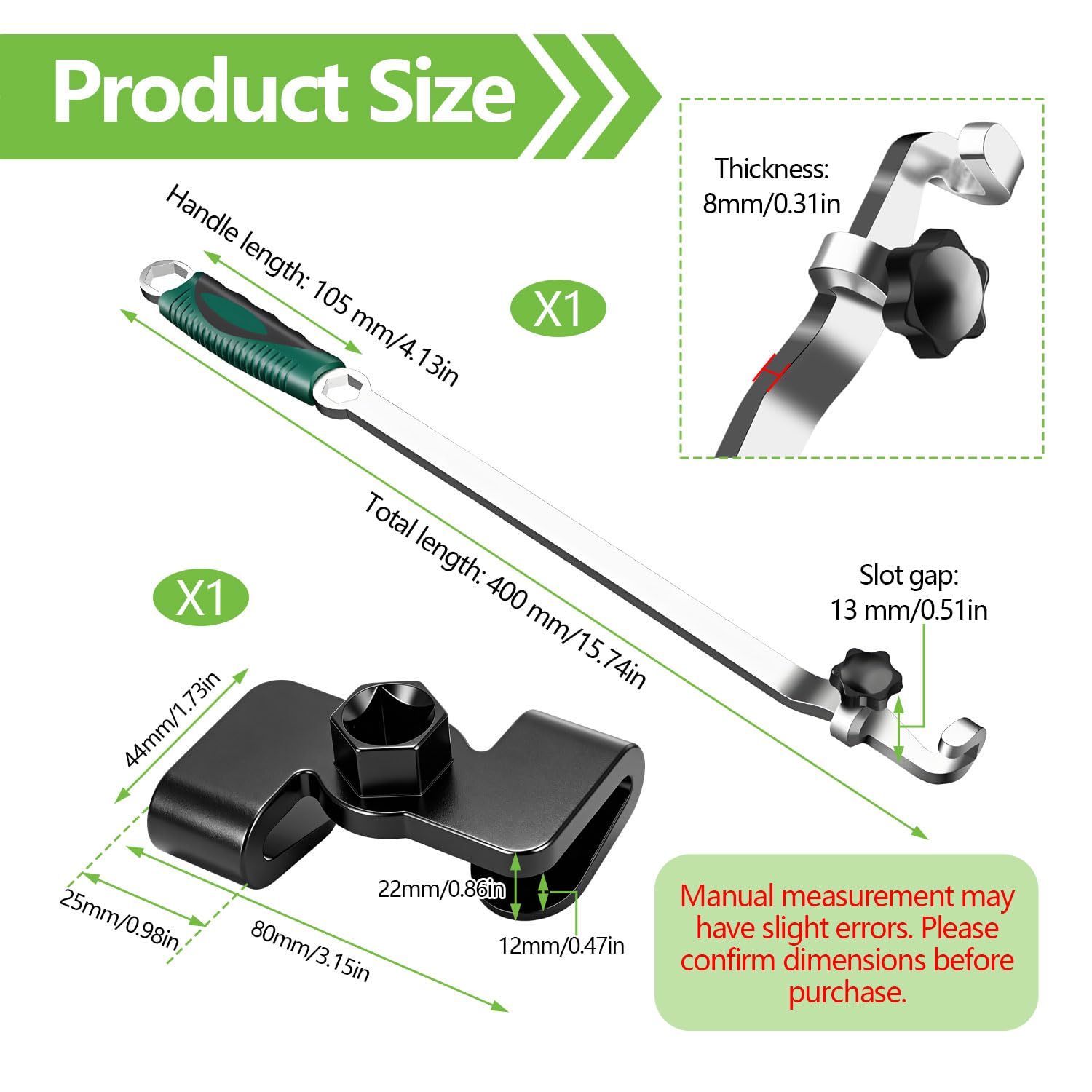 Prolongateur de Clé de 40 cm avec Adaptateur de 1/2 Pouce, compatible avec Clés à Double Fonction/à Bouche/à Cliquet pour Réparation Automobile, Maintenance d’Équipements, Bricolage Domestique