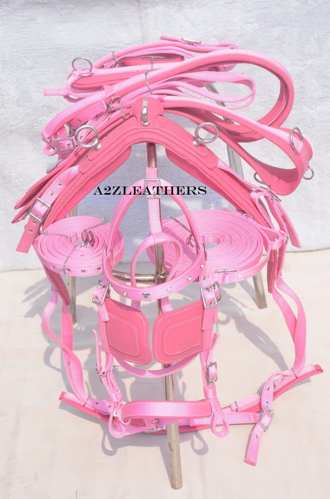 Nylon-Pferdegeschirr mit Zaumzeug rosa Diamant COB